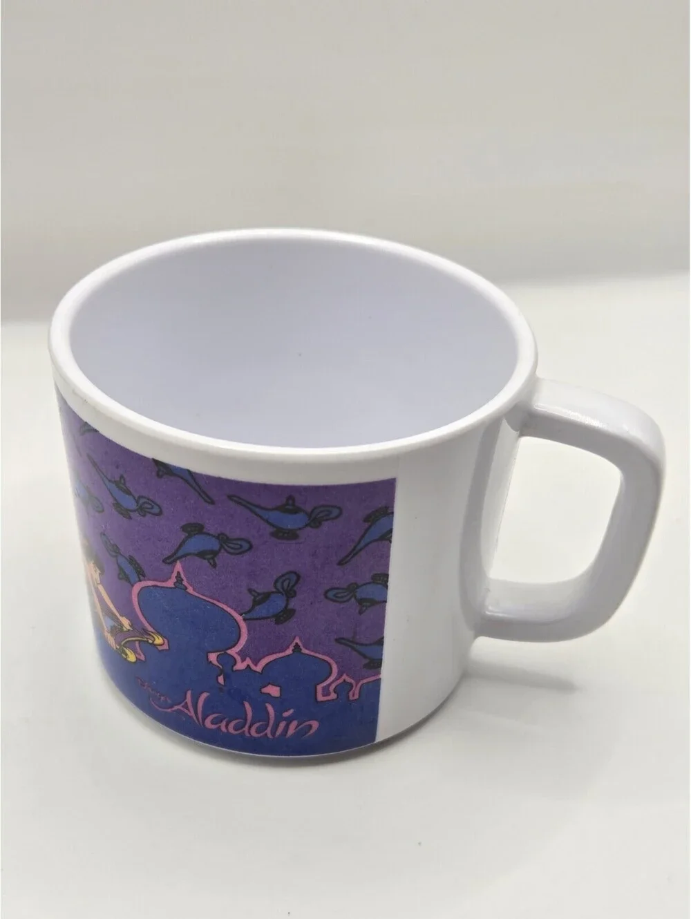 Vintage 1990s Disney Aladdin Kid's Plastic Melamine Cup Mug Genie Zak Designs